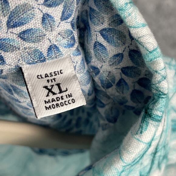 Robert Graham Linen Blend Shirt Mens XL Blue Flip Cuff Abstract Vibrant SS - Picture 11 of 16